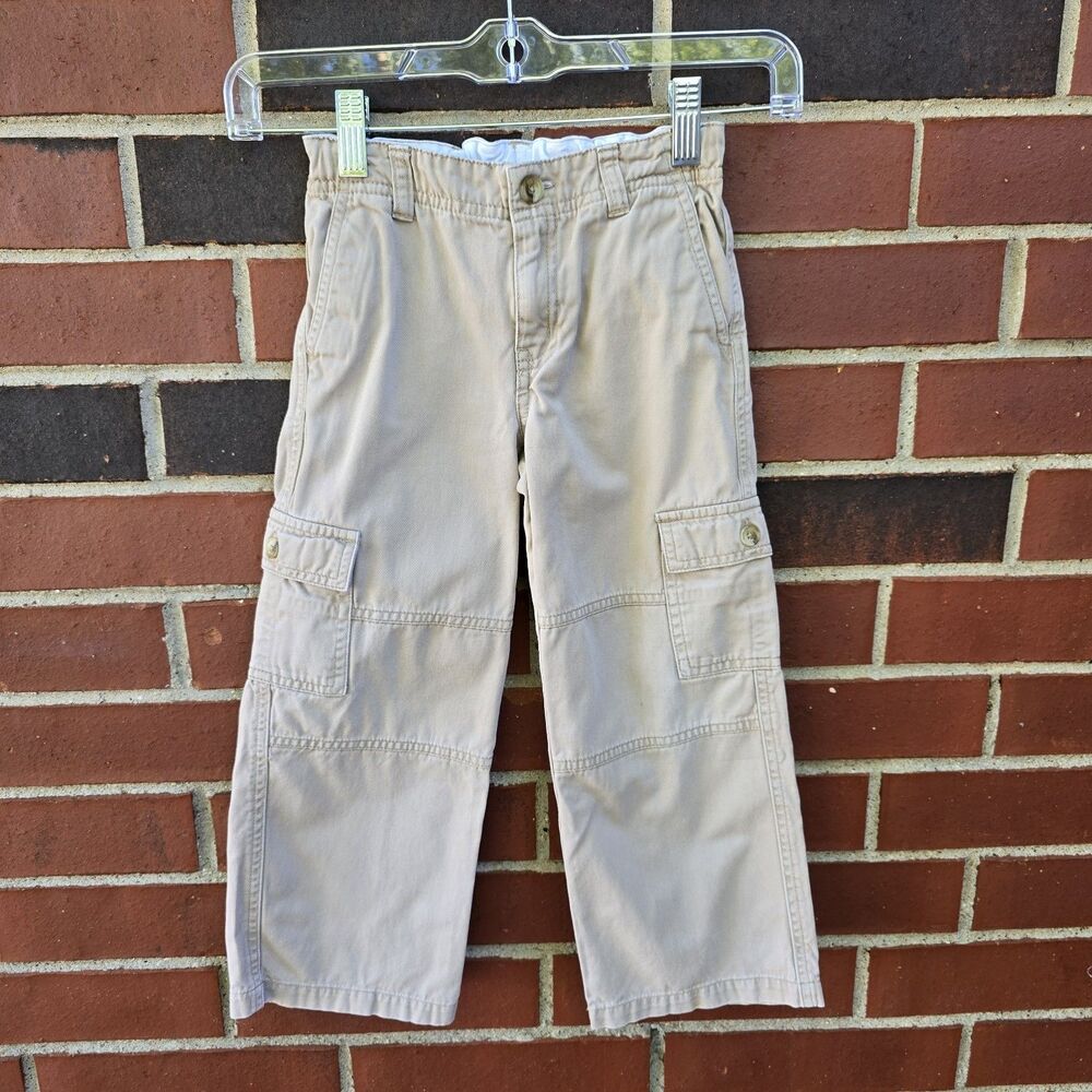 Janie And Jack Khaki Cargo Pants 5T Cotton Excellent Condition Adjustable Waist